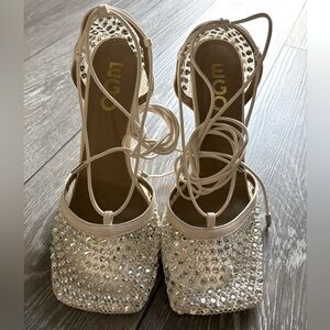 EGO Silver Rhinestone Heels